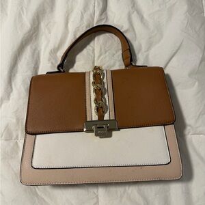 Aldo Tan, White & Blush Chain-Accent Top-Handle Satchel